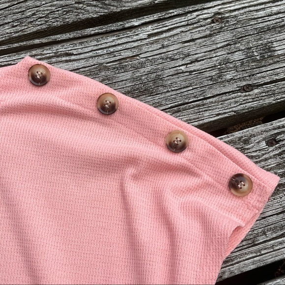 Very J | Blush Button Sleeve Top - Picture 2 of 6